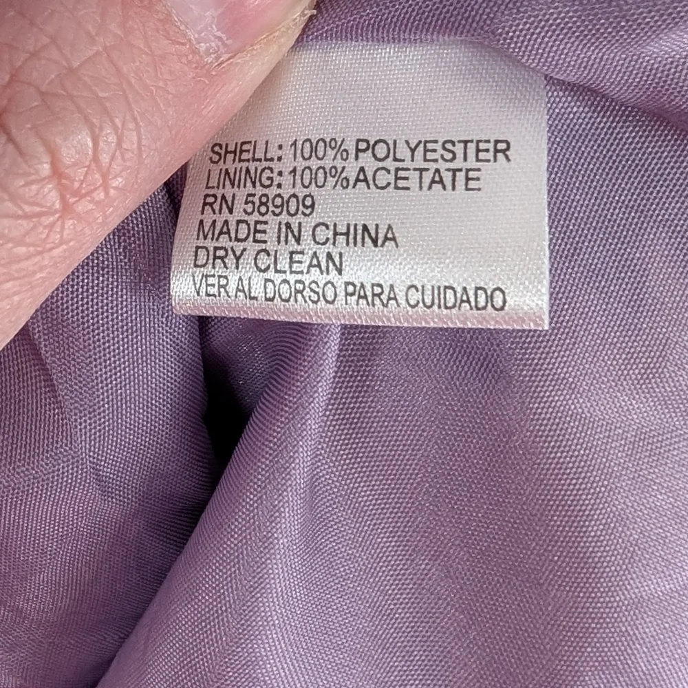 Alex Marie Purple Cream Green Floral Pleated Satin Knee Length Cocktail Dress 2
